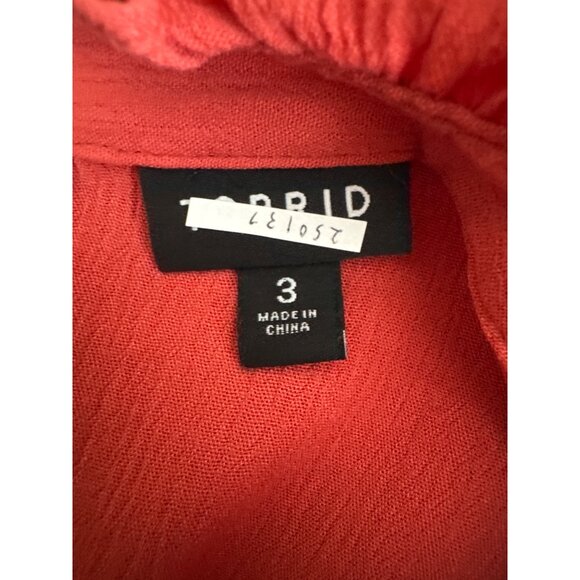 Torrid Womens Embroidered orange crinkle Blouse Size 3X Long Sleeve - Picture 5 of 7